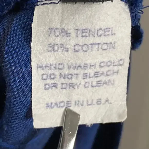 NWOT BLANQUE Top Shirt Tunic One-Size Blue Plaid Button-Up Long-Sleeve Slit-Side